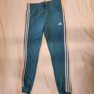 Adidas Womens Medium Teal Joggers Track Pants with Side Stripes